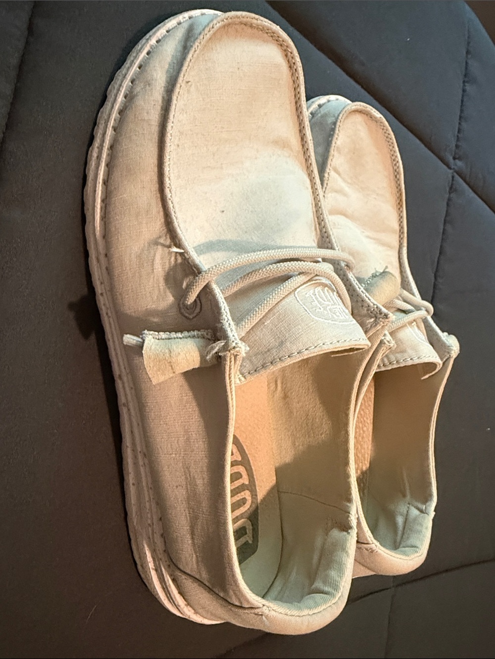 Wendy Slub Canvas Hey Dude Women's Slip-On Loafers in Light Gray - Picture 8 of 11